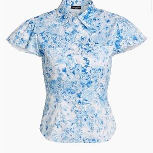 Generation Love's Francesca cap-sleeve shirt, floral stretch-cotton poplin.